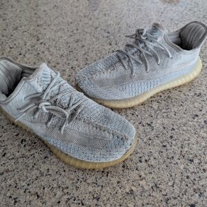 Gray Knit Sneakers with Yellow Sole